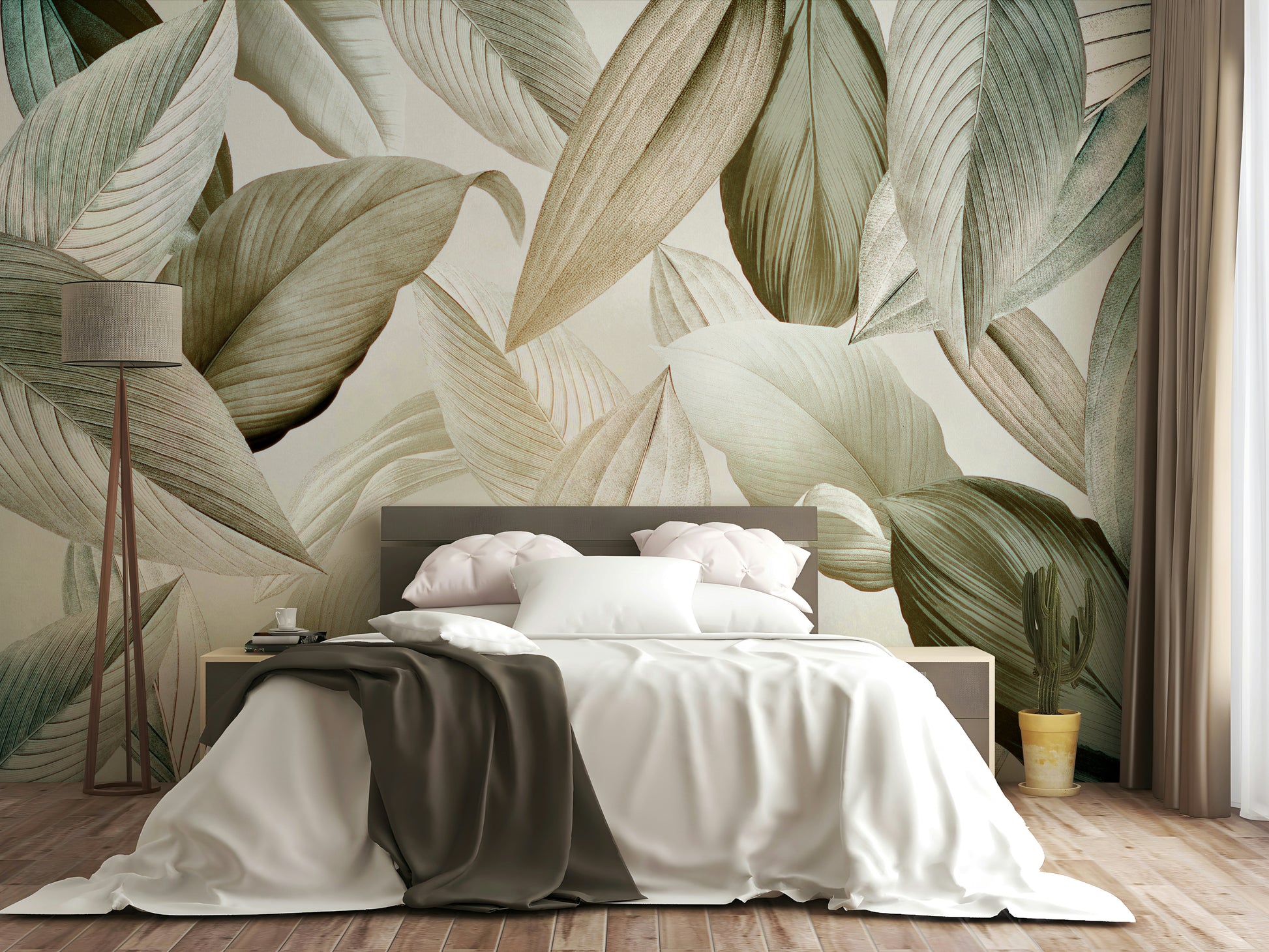 Calming Whispering Leaves design for bedroom decor

