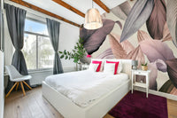 Elegant floral and leaf mural for home decor

