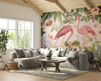 Playful flamingo wallpaper for bedrooms

