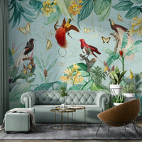 Bright bird wallpaper for bedrooms

