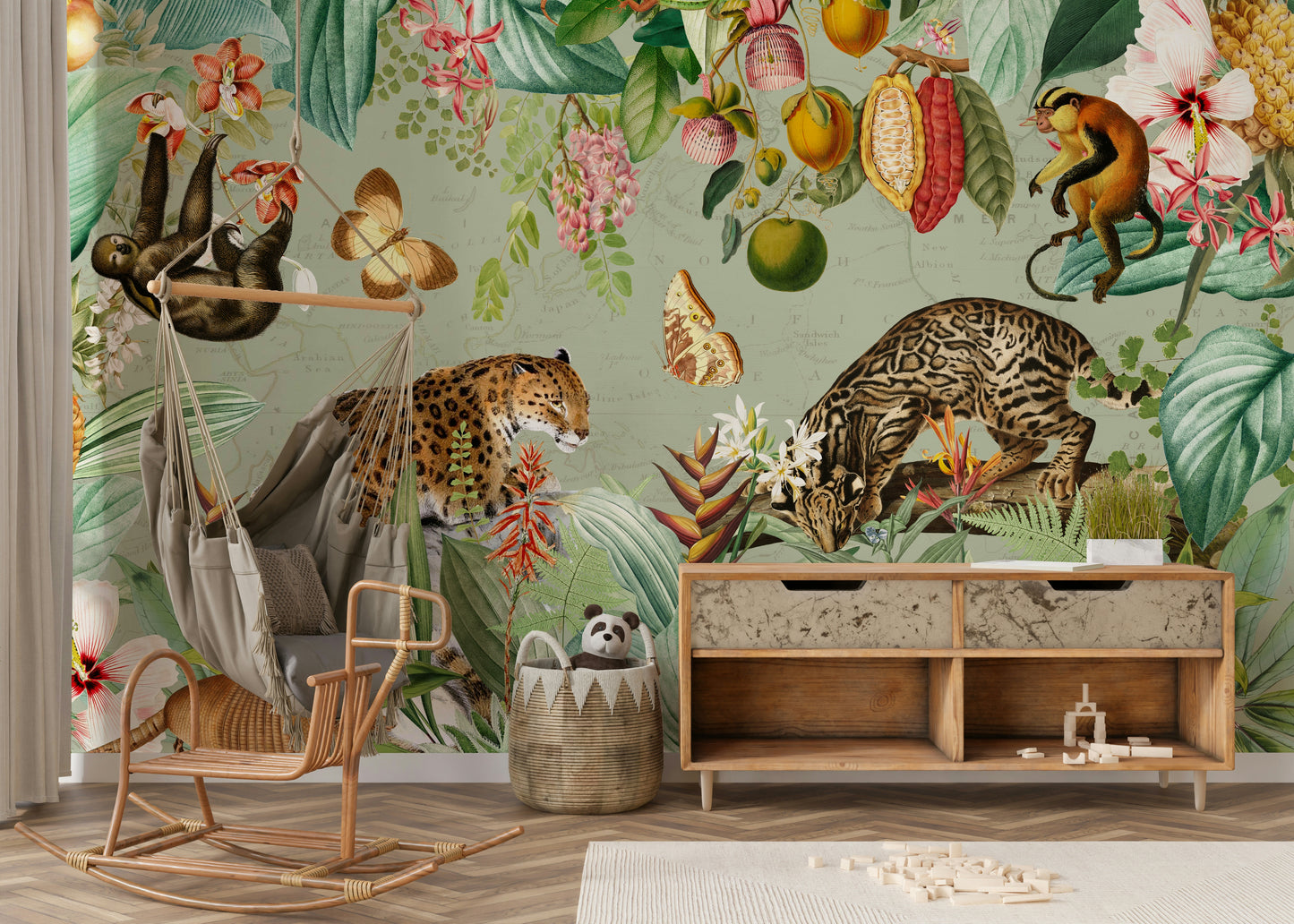 Nature-inspired wallpaper with rainforest foliage

