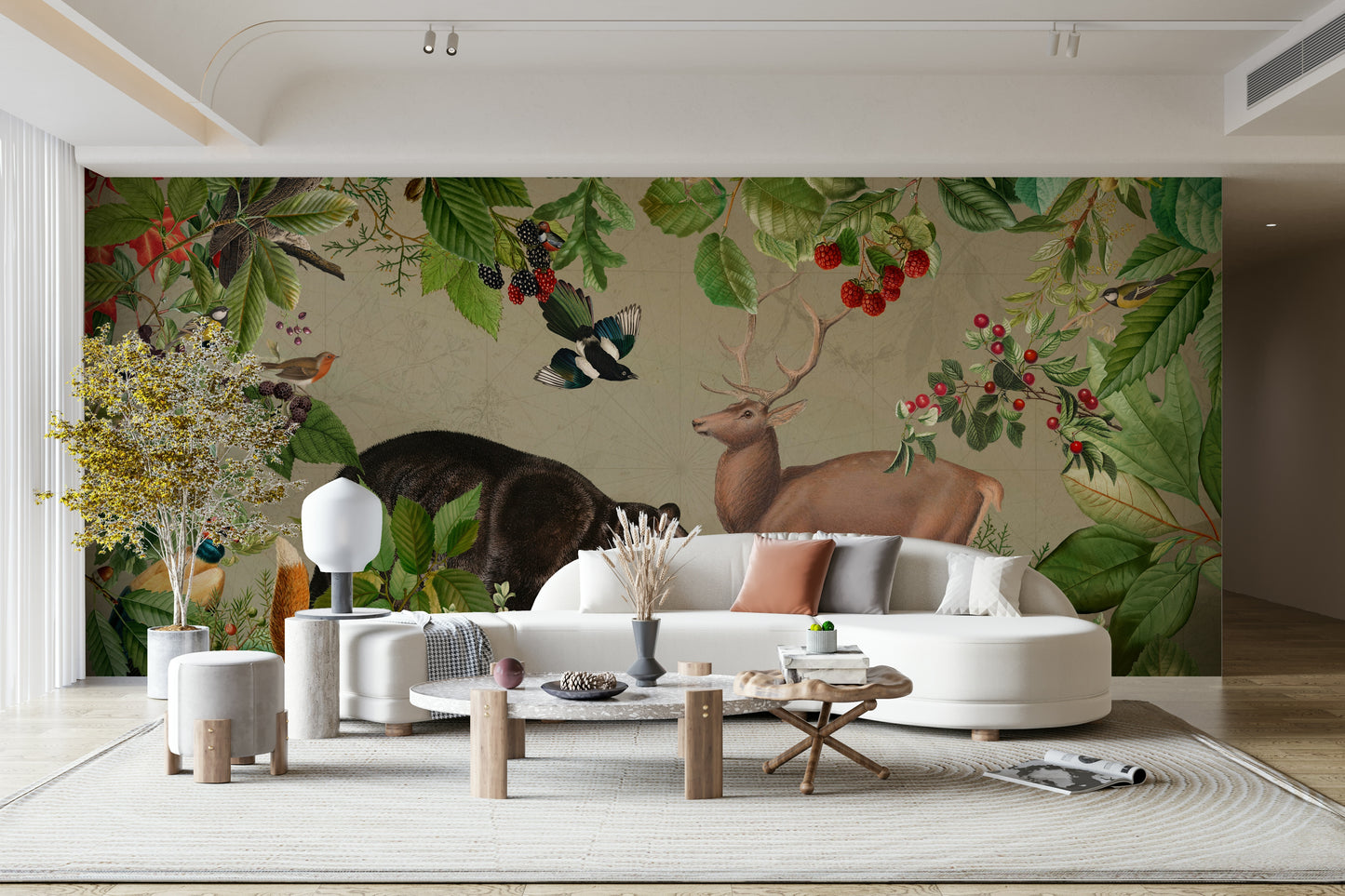 Rustic woodland mural wallpaper

