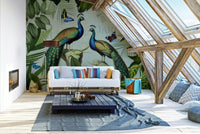 Exotic bird wallpaper for living rooms

