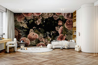 Rich midnight floral wallpaper for interiors

