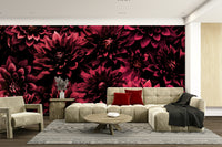 Dark botanical wallpaper with burgundy tones

