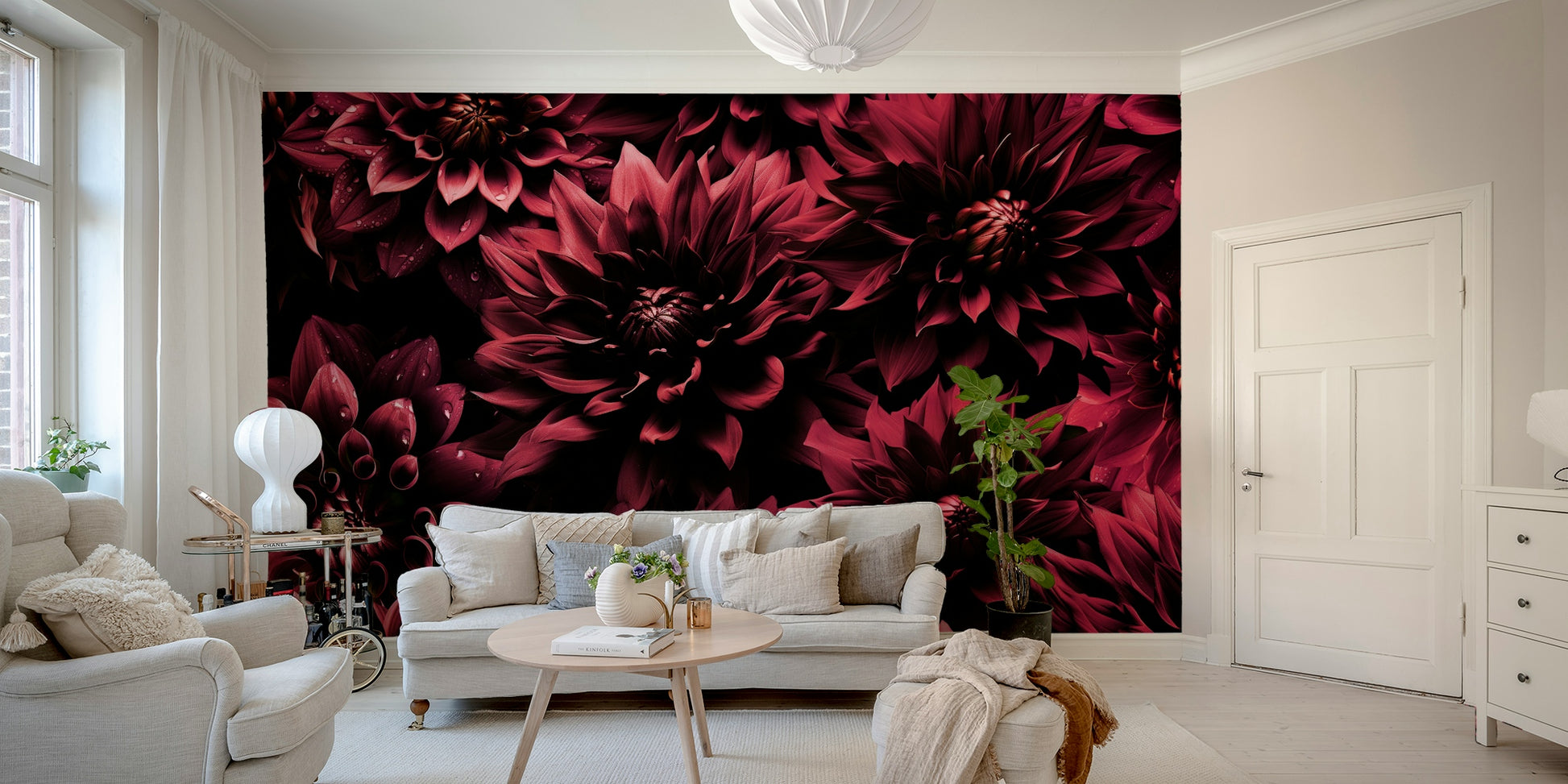Elegant dark floral wallpaper for walls

