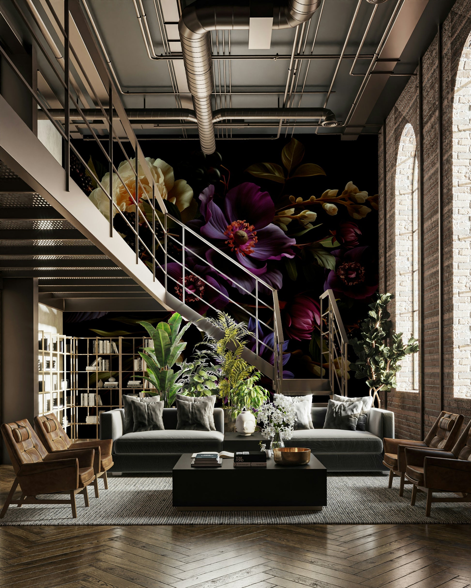 Artistic wallpaper with night flowers

