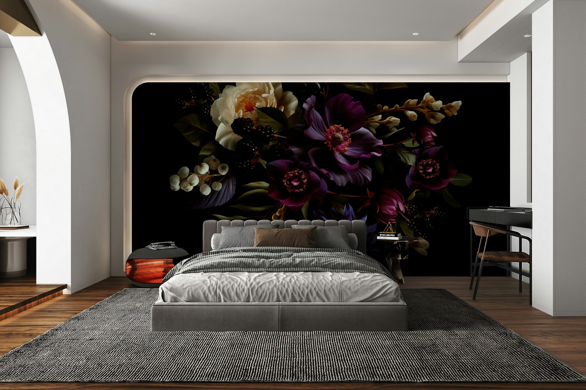 Elegant nocturnal floral wallpaper

