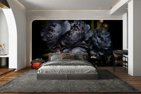 Deep blue floral wall mural

