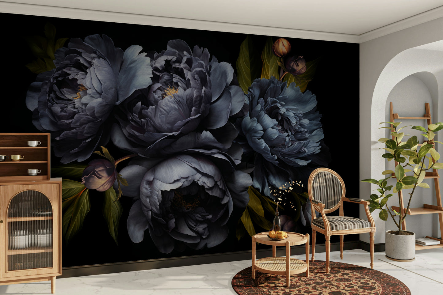 Soft indigo wallpaper for interiors

