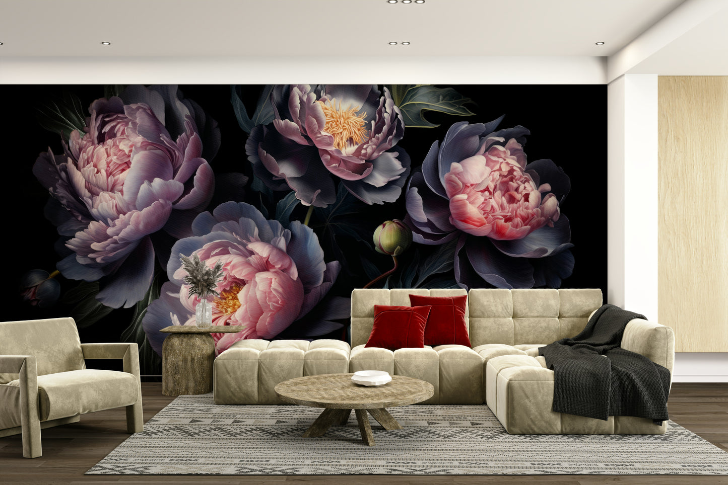 Dark botanical wallpaper for interiors

