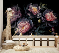 Rich purple and blue floral wallpaper

