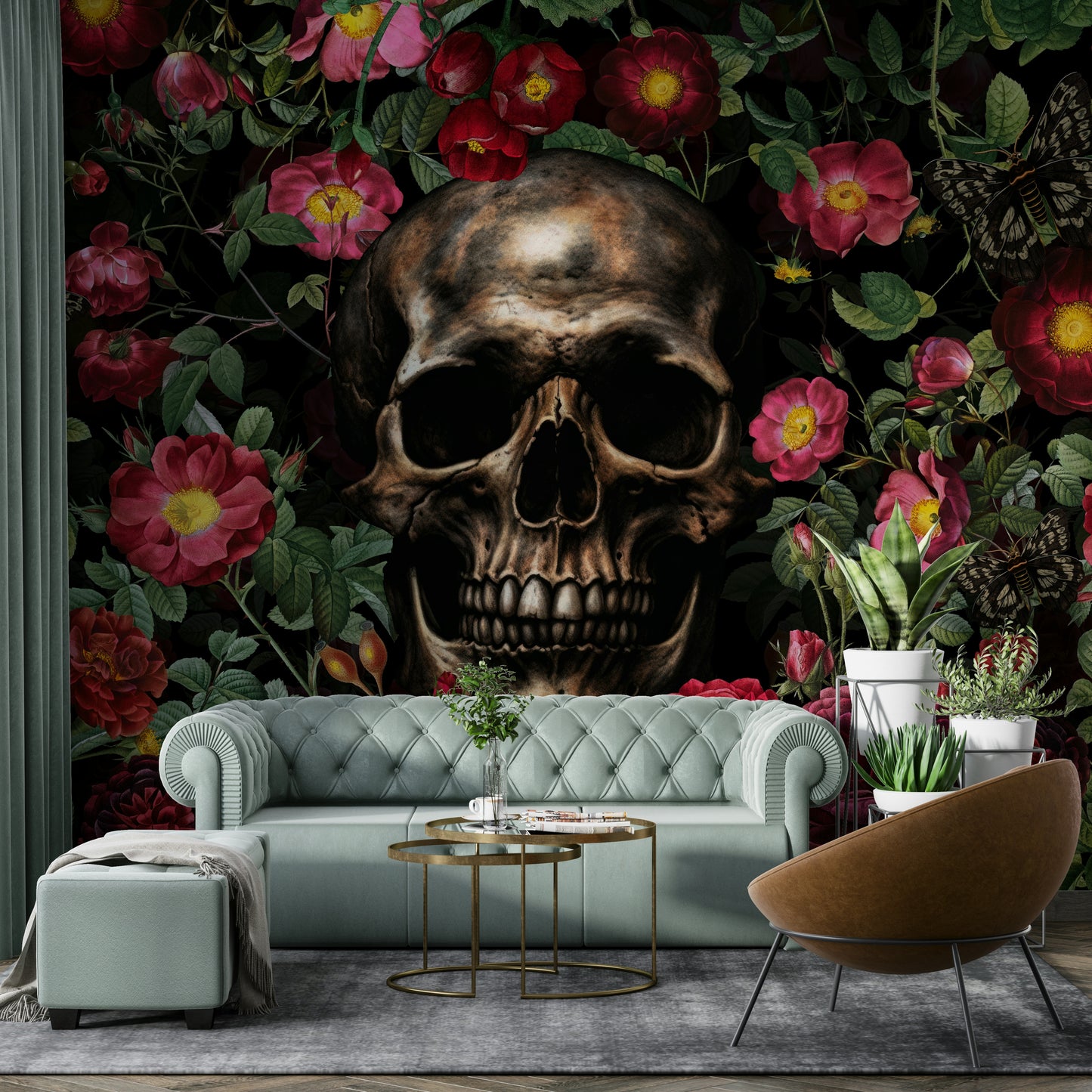 Detailed rose wallpaper for living rooms

