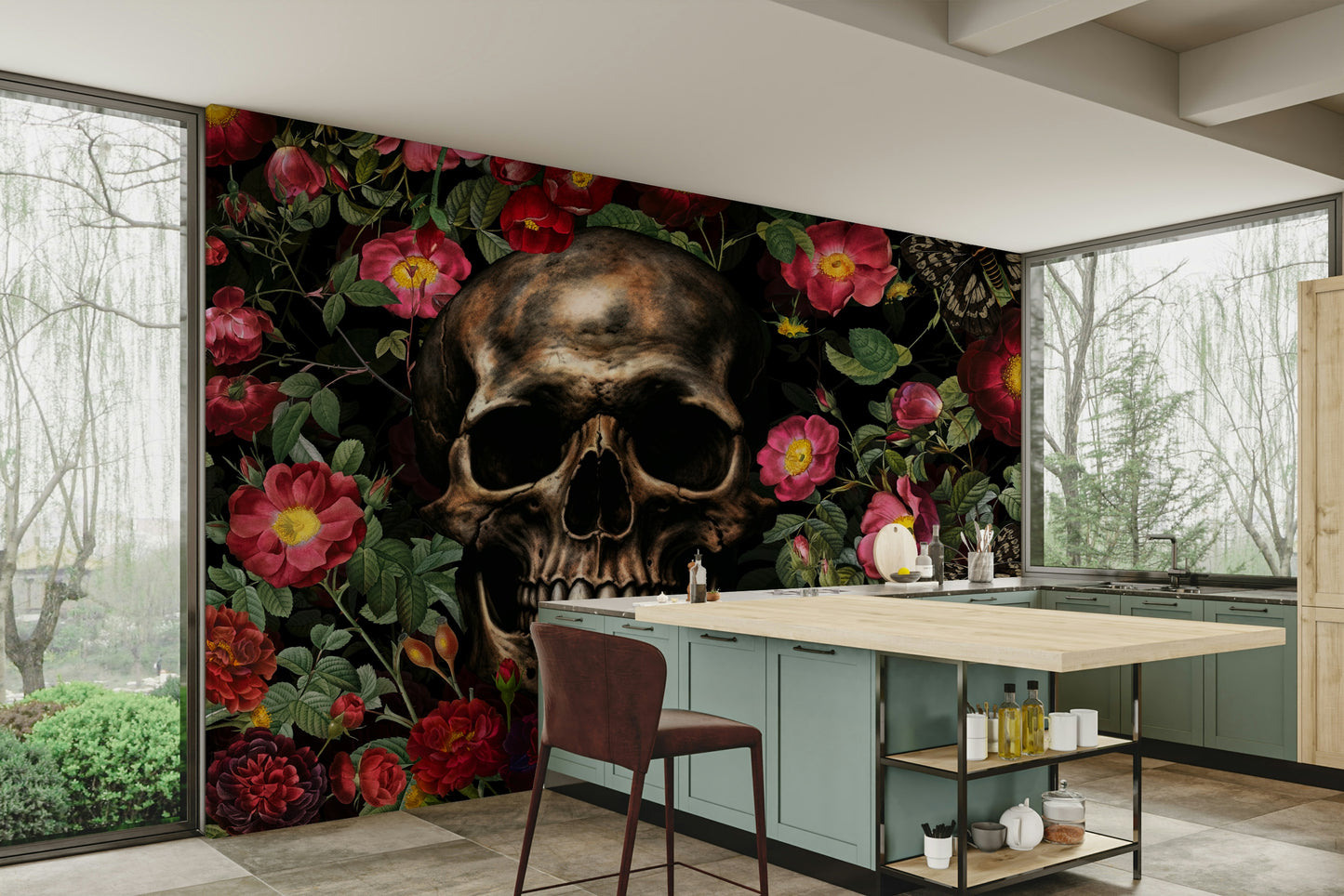Symbolic floral wallpaper for walls

