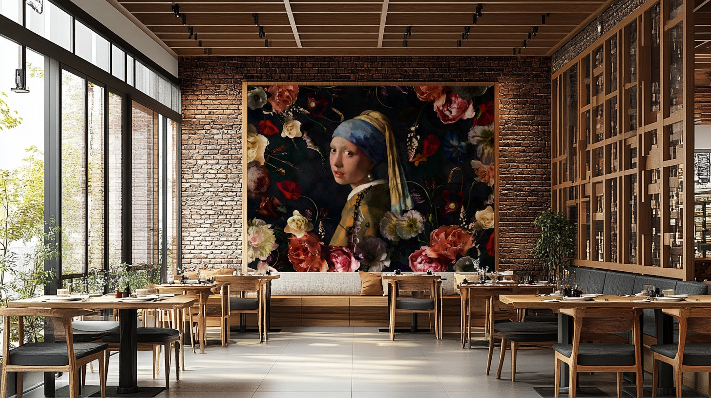 Floral wallpaper inspired by classic painting

