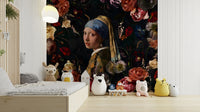 Renaissance art wallpaper with flowers

