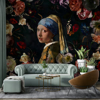 Detailed Renaissance floral wallpaper design

