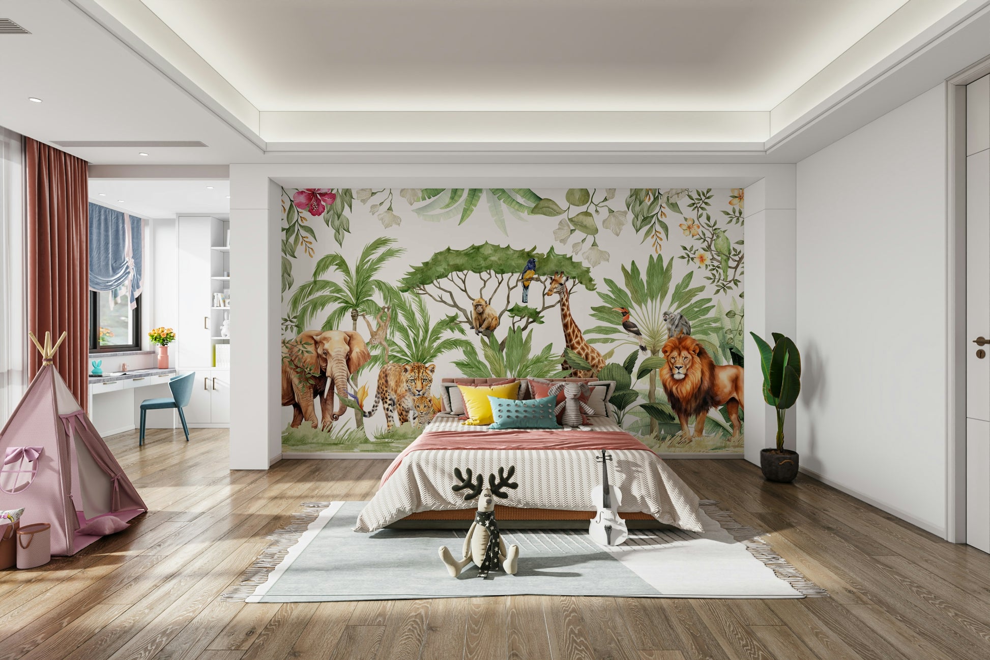 Soft nature wall mural for bedrooms


