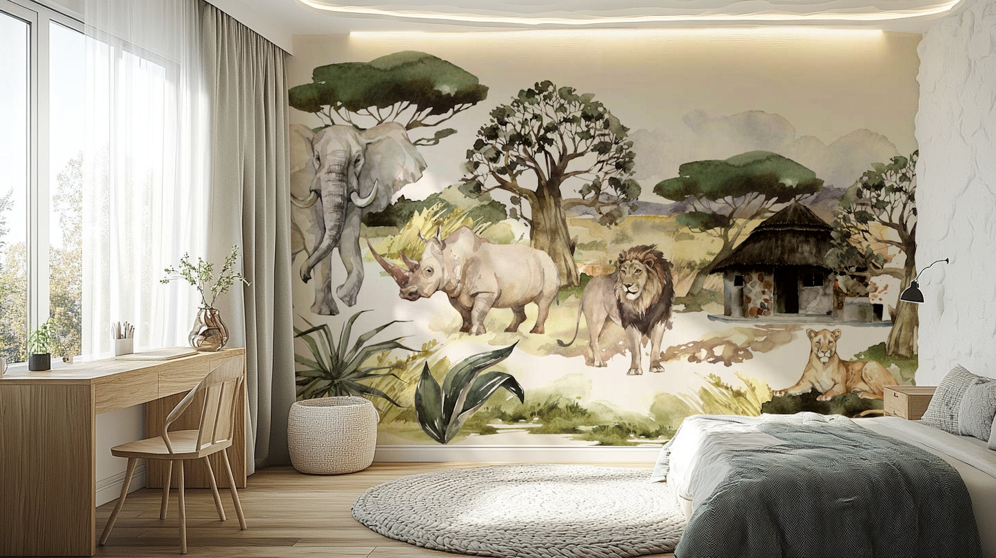 Lion and giraffe wallpaper for walls

