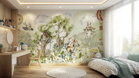Playful woodland creatures wallpaper

