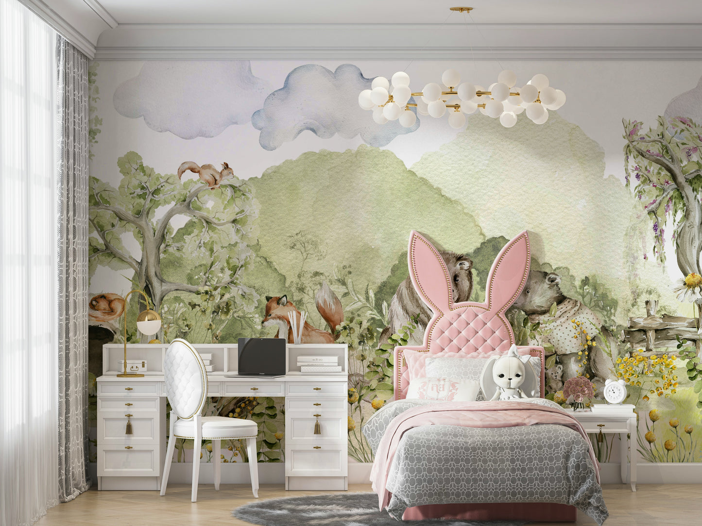 Gentle woodland wallpaper for nurseries

