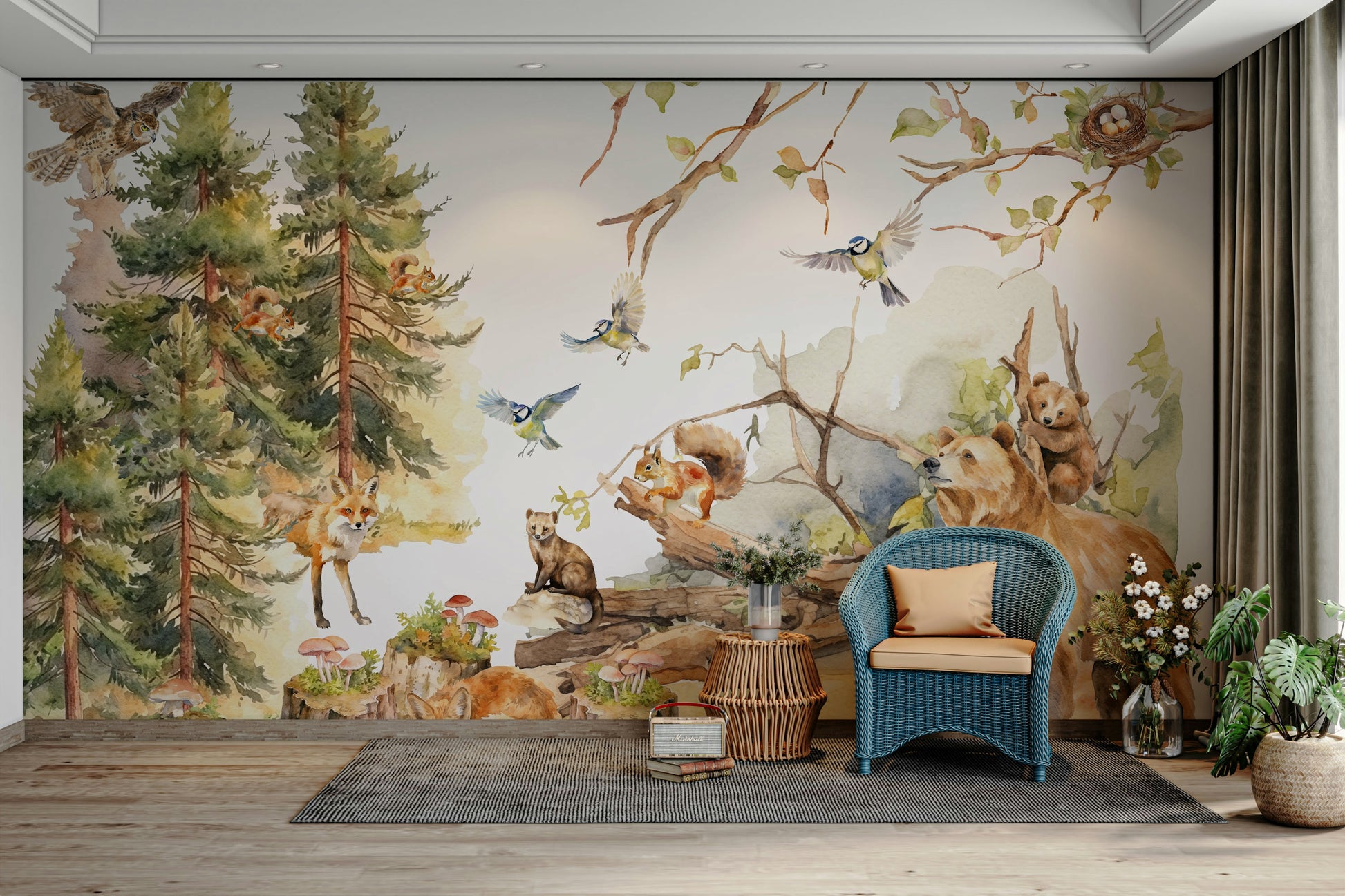 Peaceful forest wallpaper for cozy rooms

