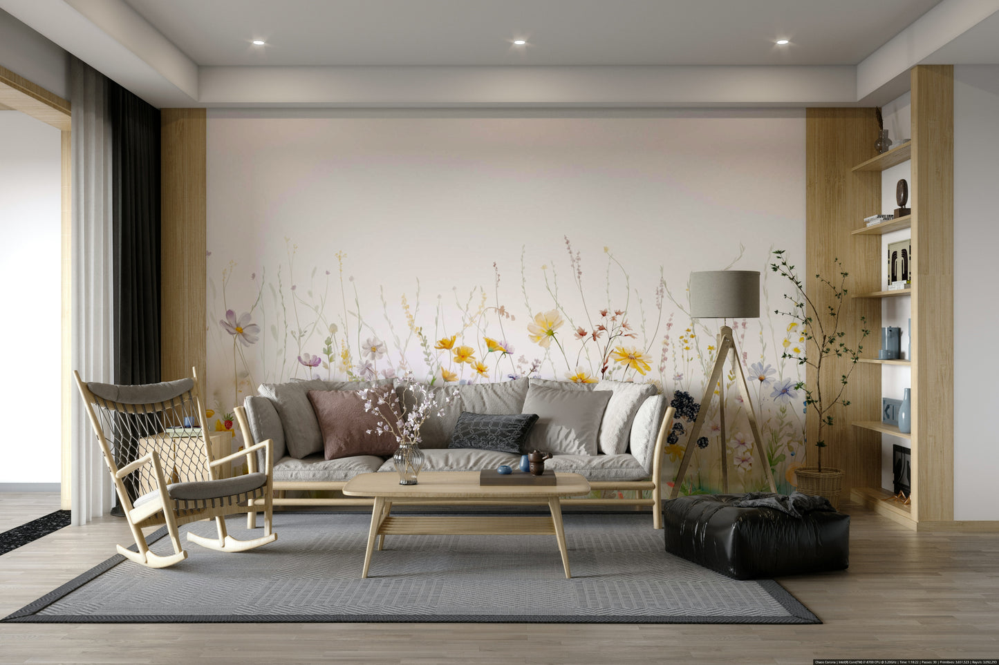 Soft floral meadow wallpaper

