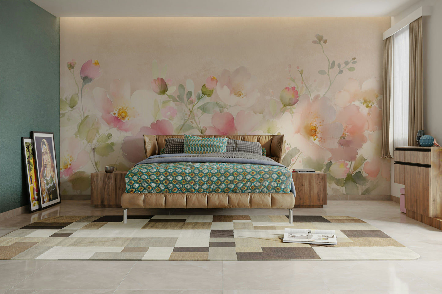 Durable romantic flower wallpaper

