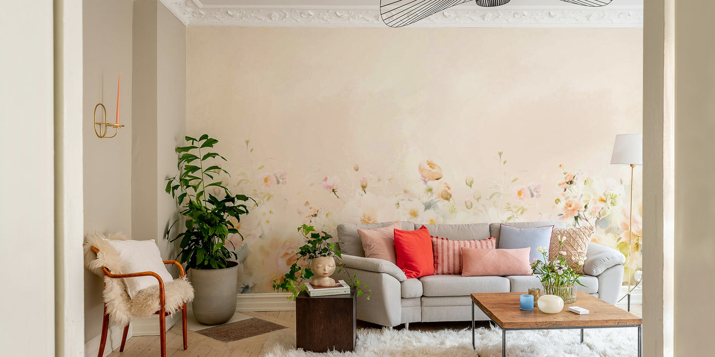 Calm pastel bloom mural


