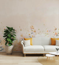 Bedroom watercolor flower mural


