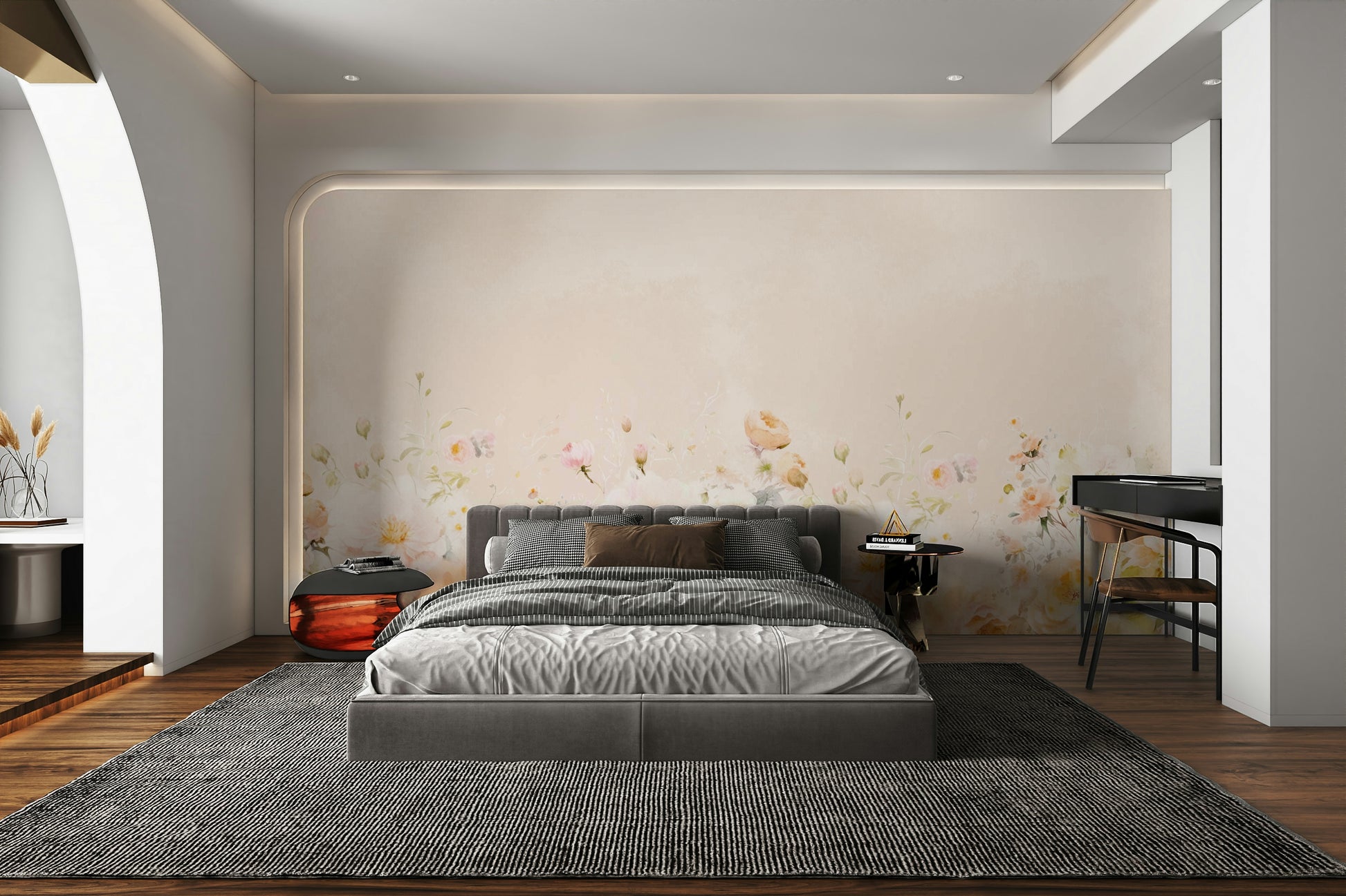 Hand-painted flower wallpaper

