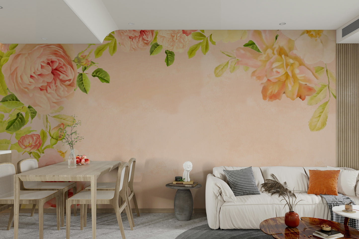 Romantic rose wall covering

