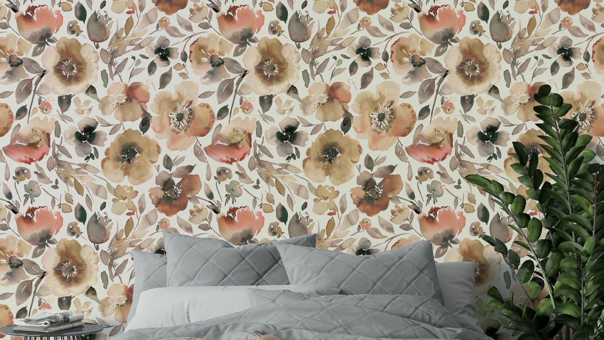 Psychedelic Spring Poppies Wallpaper with bold floral patterns.

