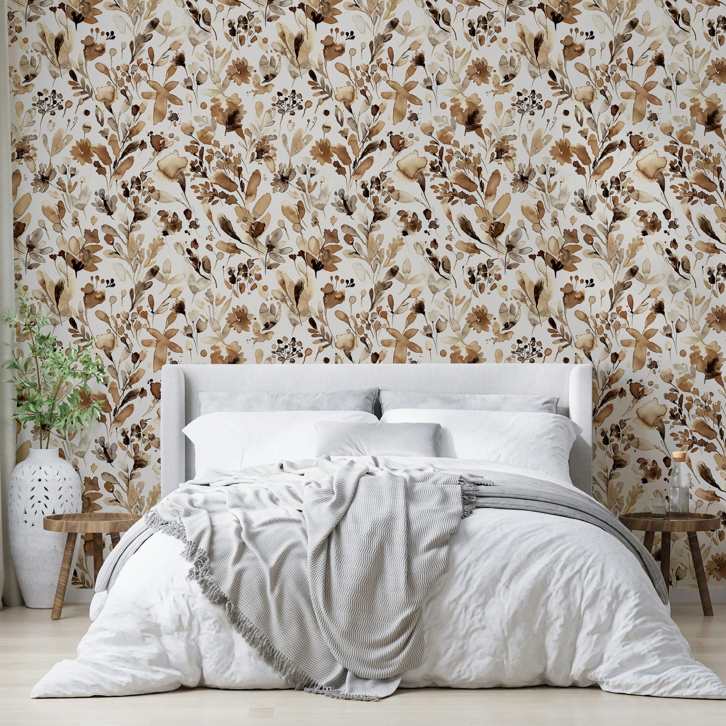 Botanical mural with a rustic, country-style charm.

