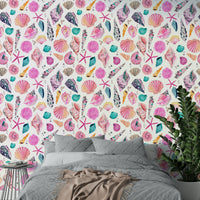 Summer coastal wallpaper perfect for bathrooms and beach homes.


