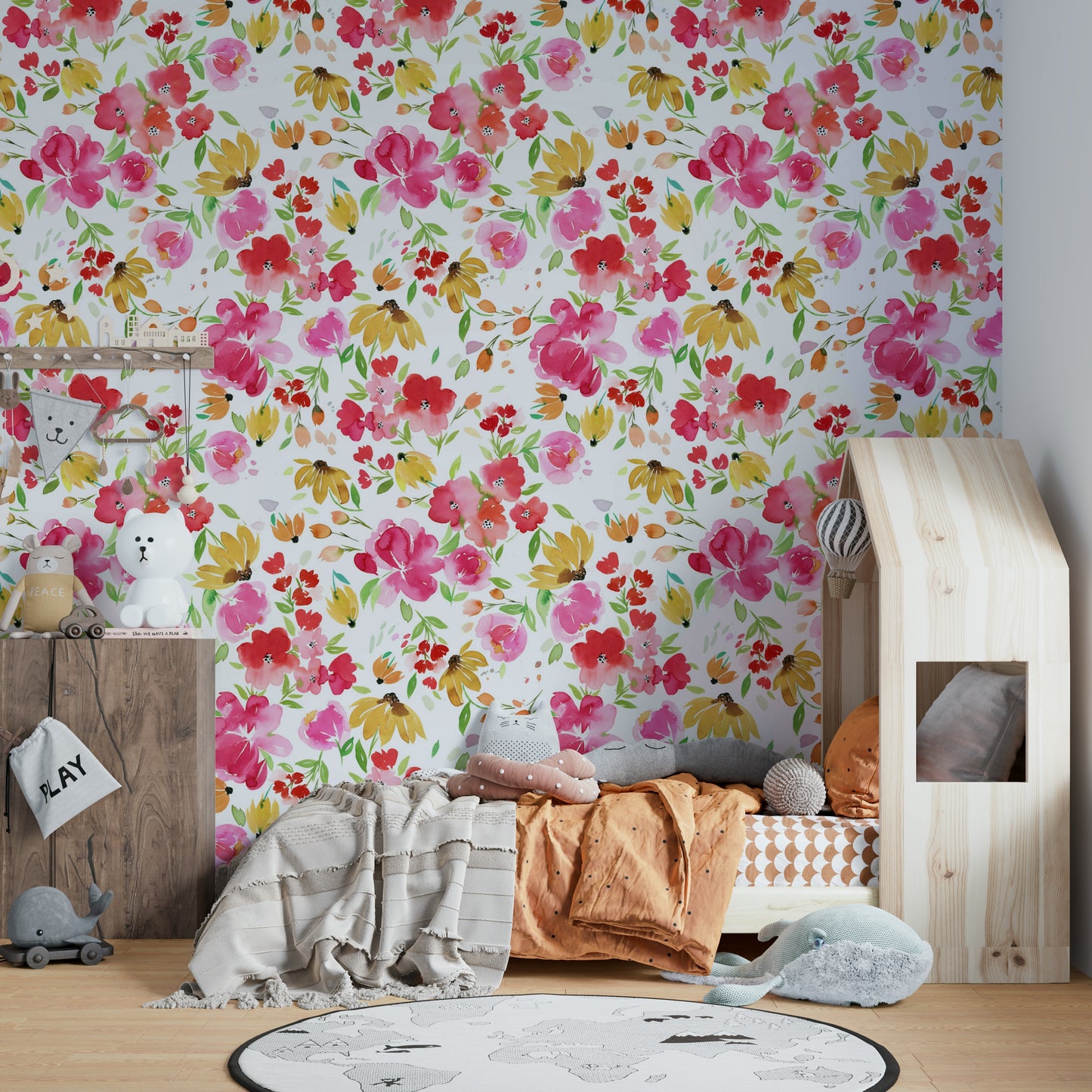 Spring Fresh Flowers Nature Pink Yellow Wallpaper with vibrant pink and yellow blooms.

