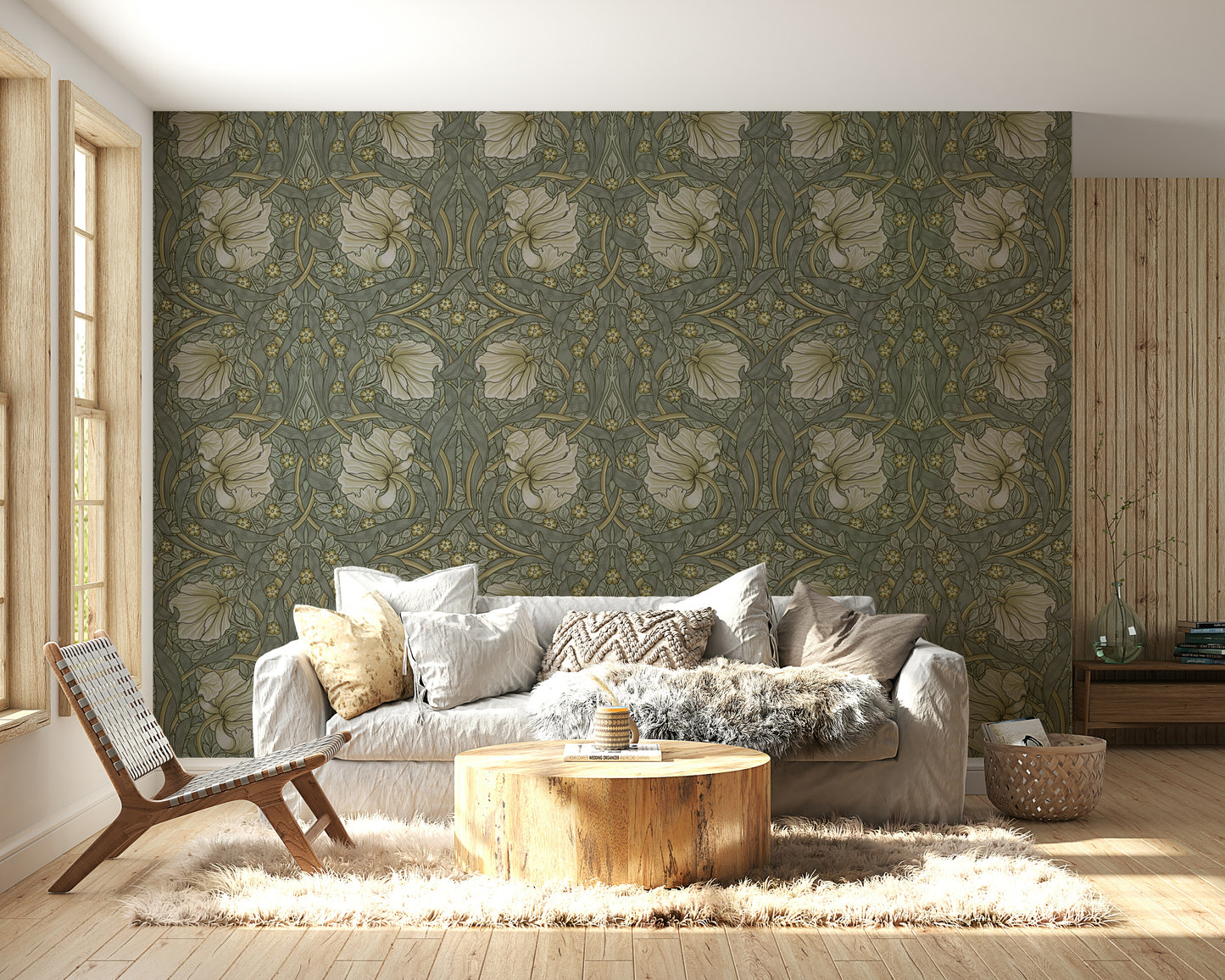Traditional botanical wallpaper design

