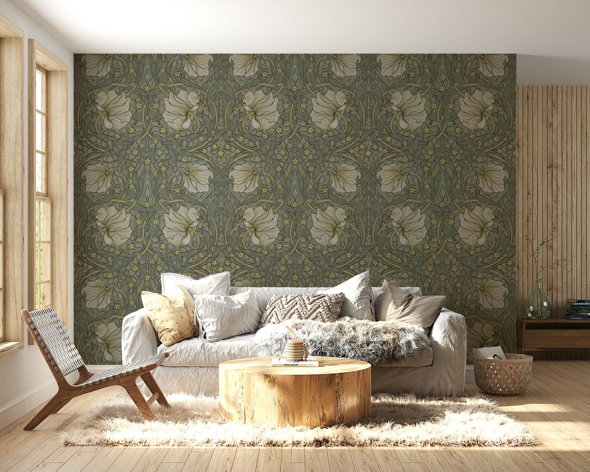 Traditional botanical wallpaper design

