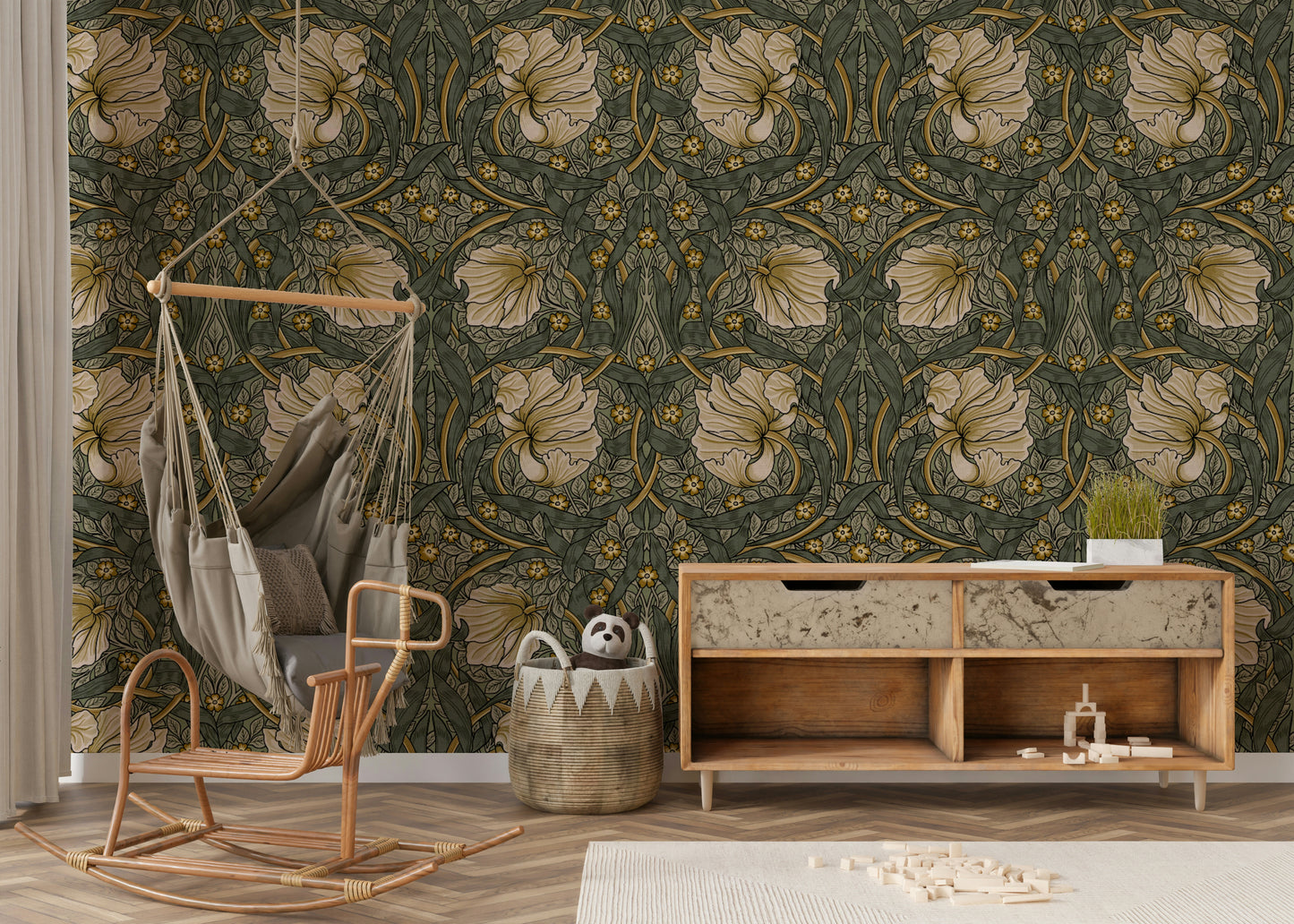 Traditional botanical wallpaper design

