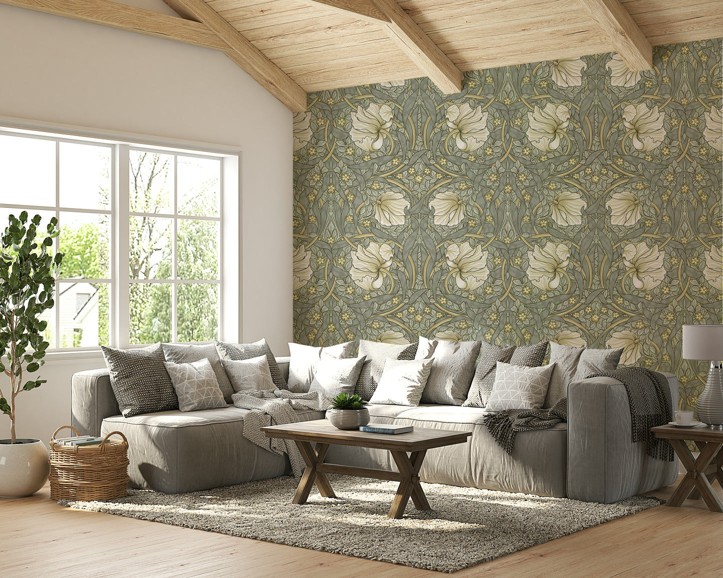Pimpernel wallpaper with earthy tones

