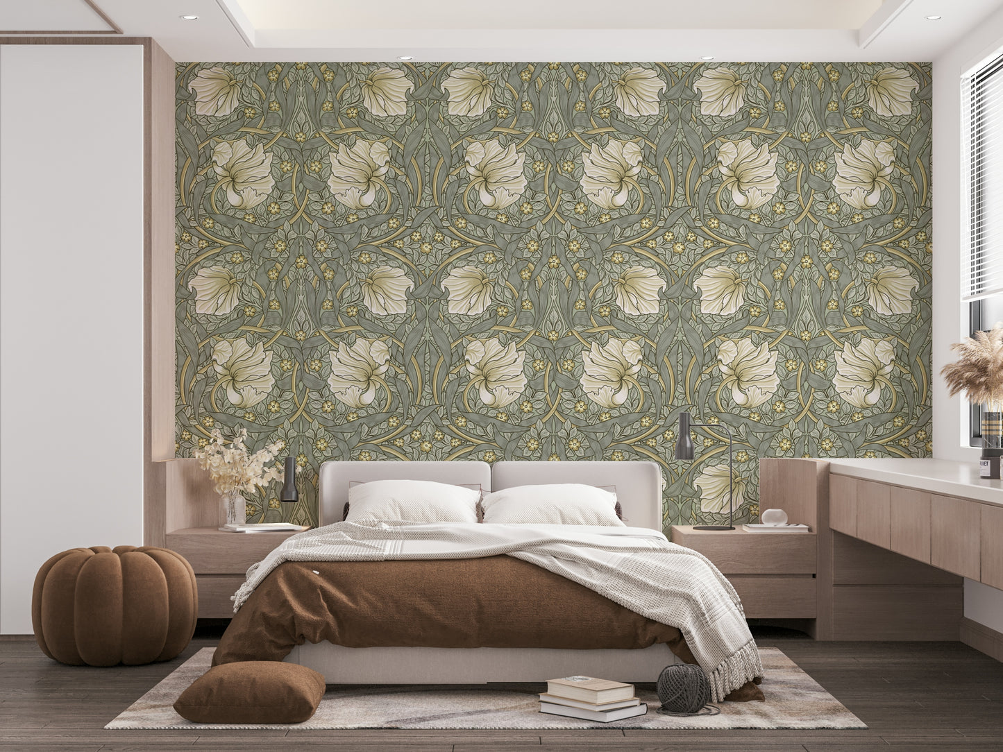 Traditional botanical wallpaper design

