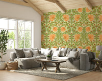 Detailed leaf and flower pattern wallpaper

