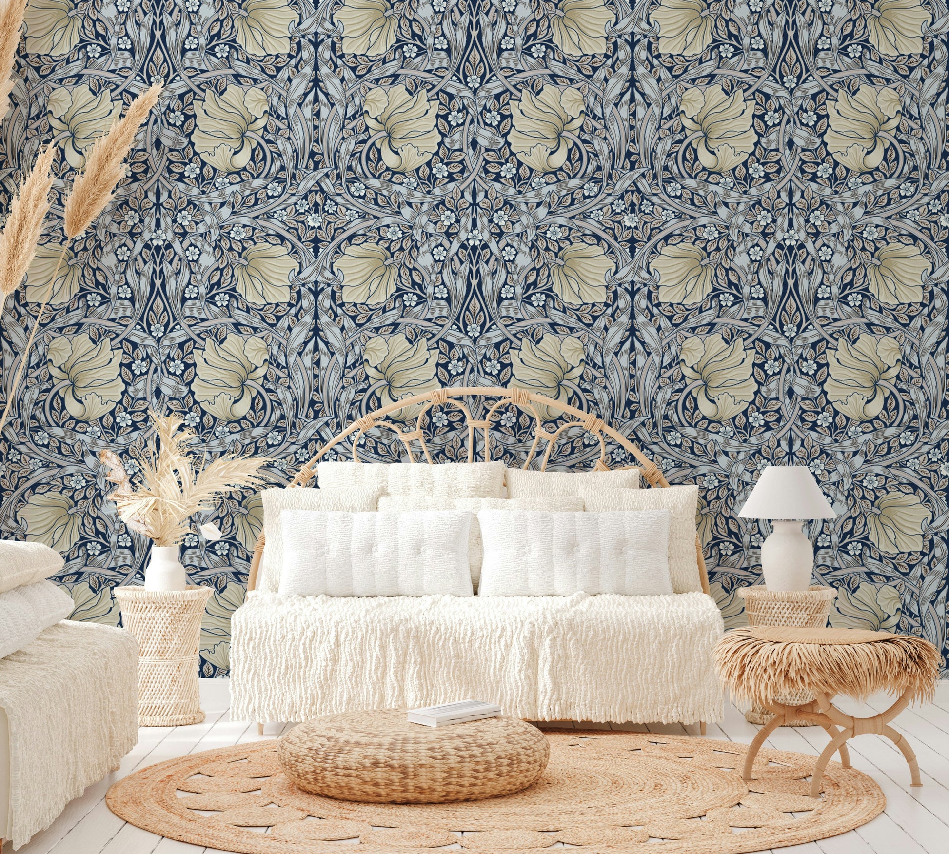 Traditional botanical wallpaper design

