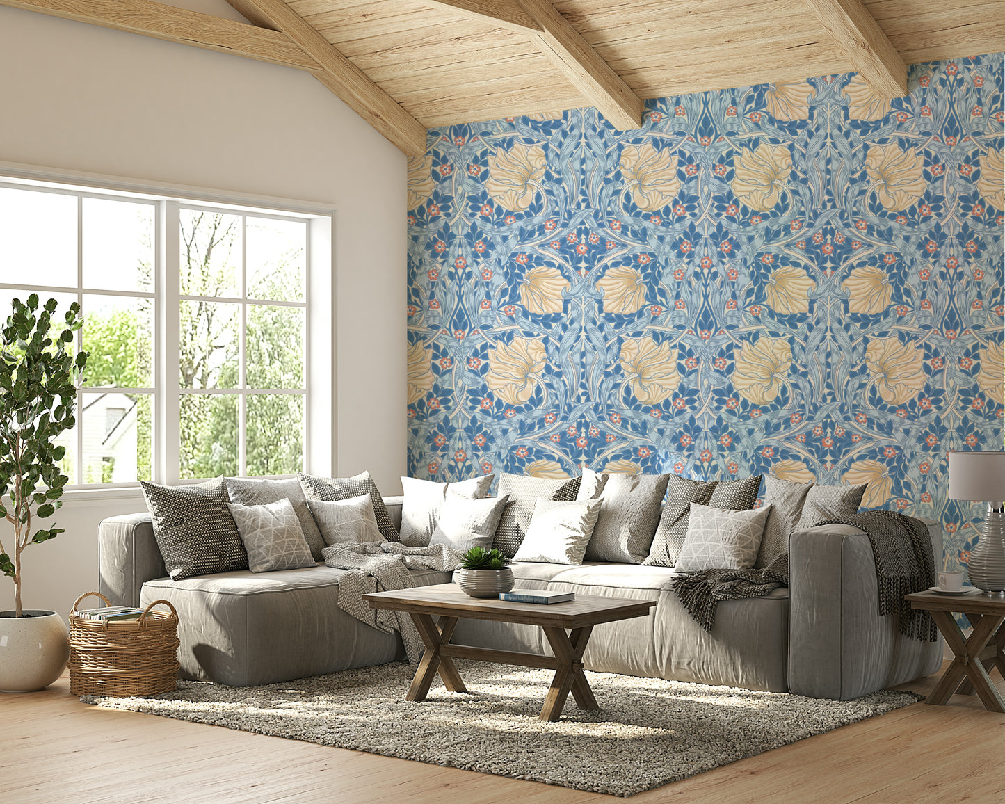 Traditional botanical wallpaper design

