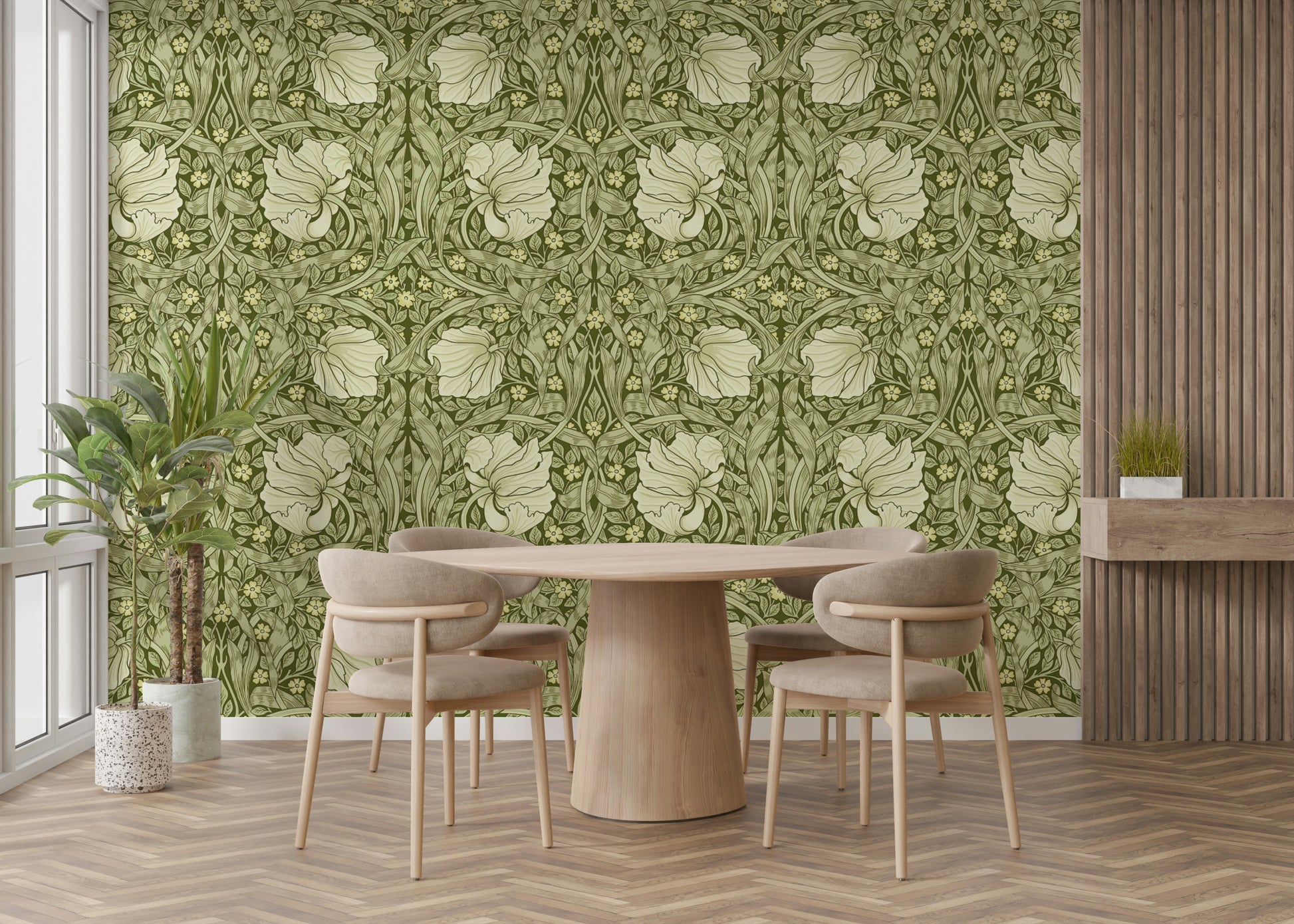 Elegant floral wallpaper for living rooms

