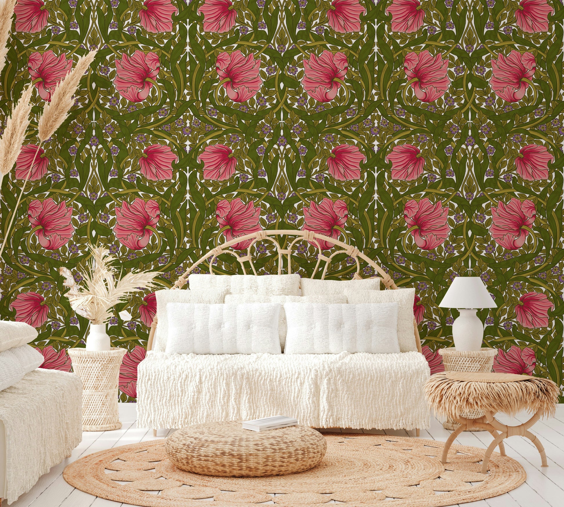 Vintage-inspired William Morris wallpaper for cozy spaces

