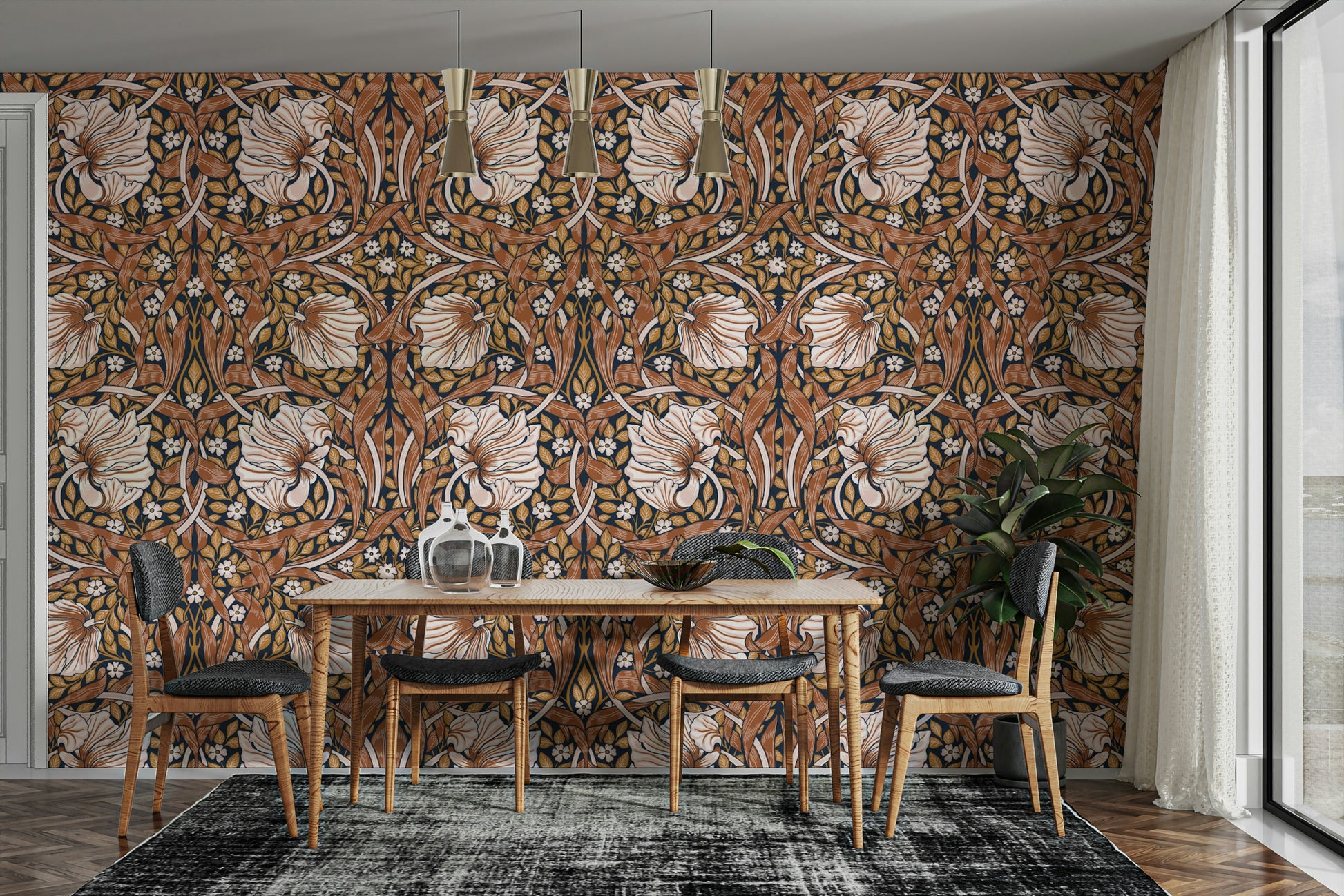 Vintage-inspired wallpaper for living rooms


