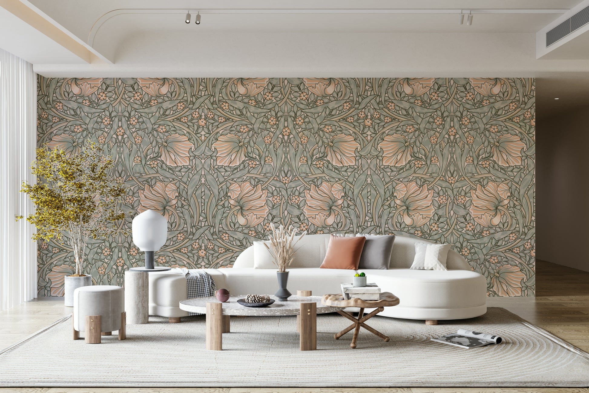 Vintage floral mural for traditional spaces

