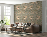 Soft floral mural with earthy tones for cozy interiors

