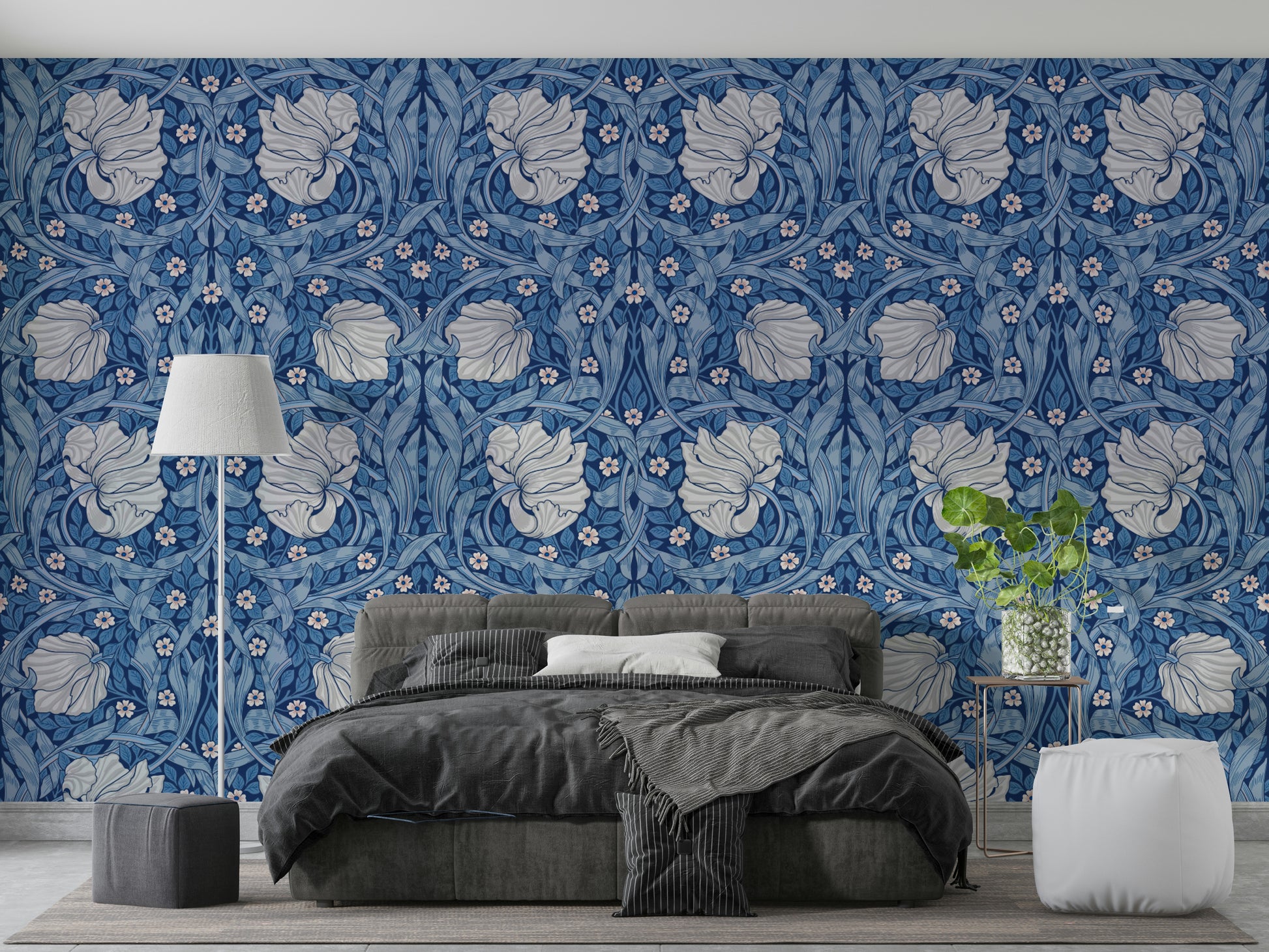 Vintage-inspired floral mural for cozy spaces

